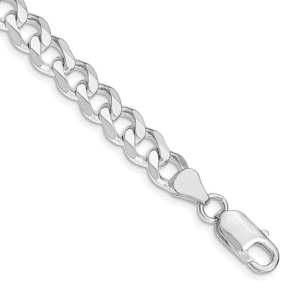 Kazi Luxury Sterling Silver Rhodium-plated 7.5mm Curb Chain - Picture 1 of 3